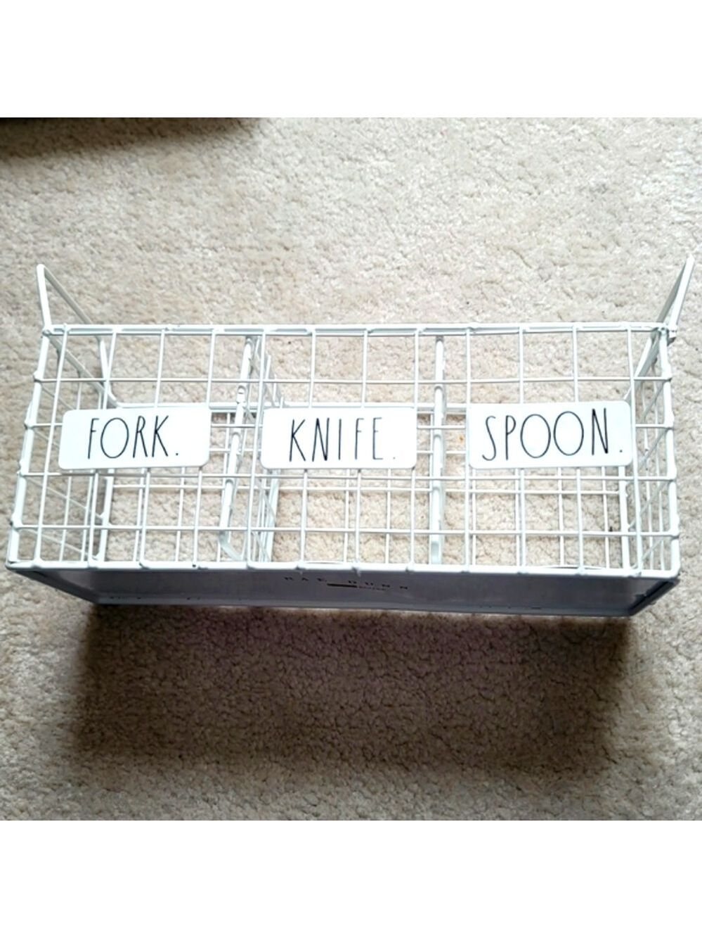 Rae Dunn Rustic 3 Section Utensil Holder: Fork, Knife, Spoon